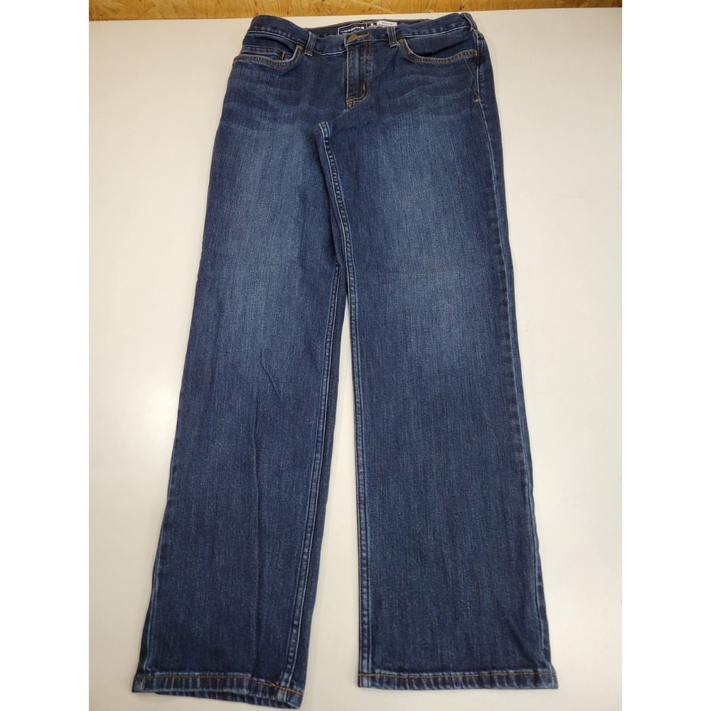 Carhartt Womens 10 Regular Rugged Flex Loose Fit Jeans Dark Wash Stretch Denim